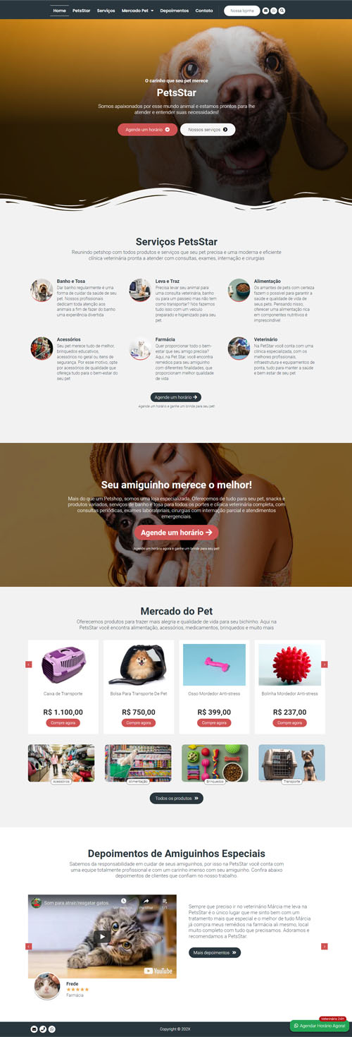 Modelo de Site para PetShop ou Veterinário