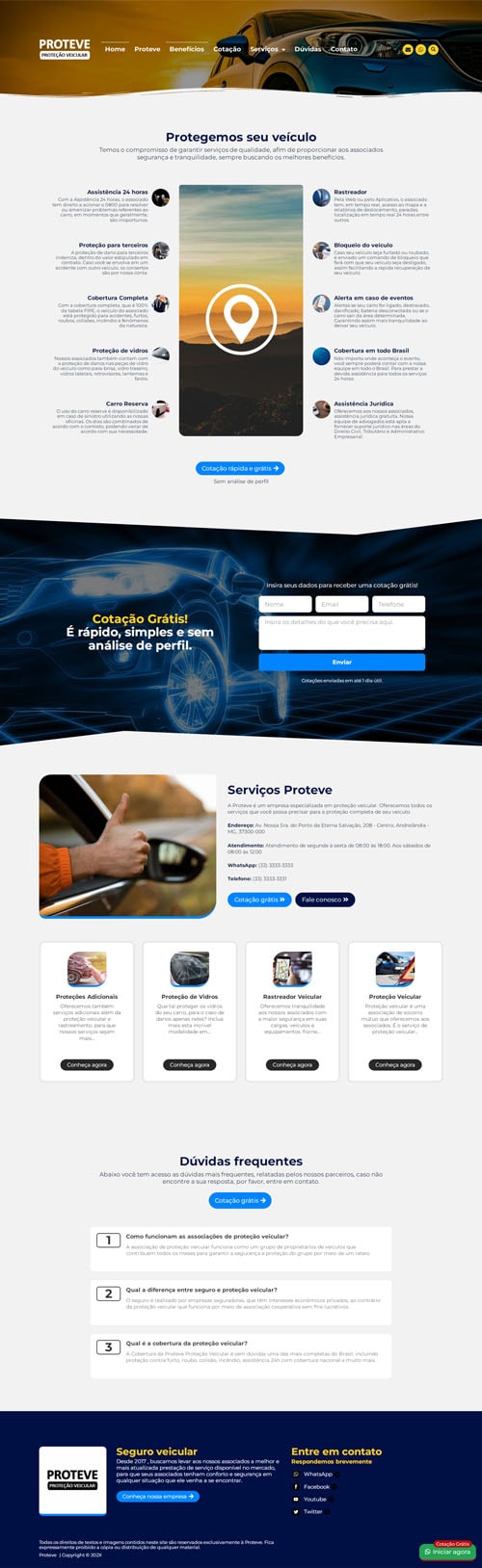 Modelo de Site para empresas de seguro e cooperativas de proteção veicular