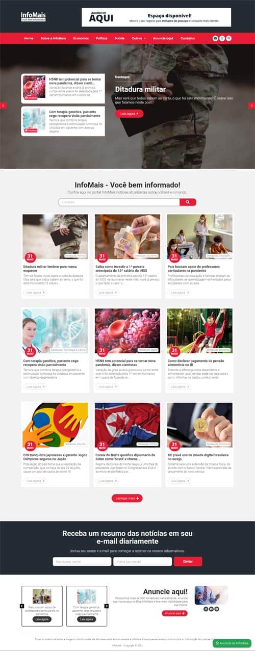 Modelo de site com Portal de notícias