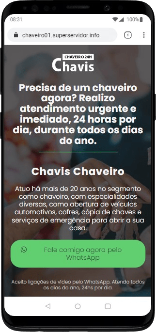 Modelo de Site para Chaveiros